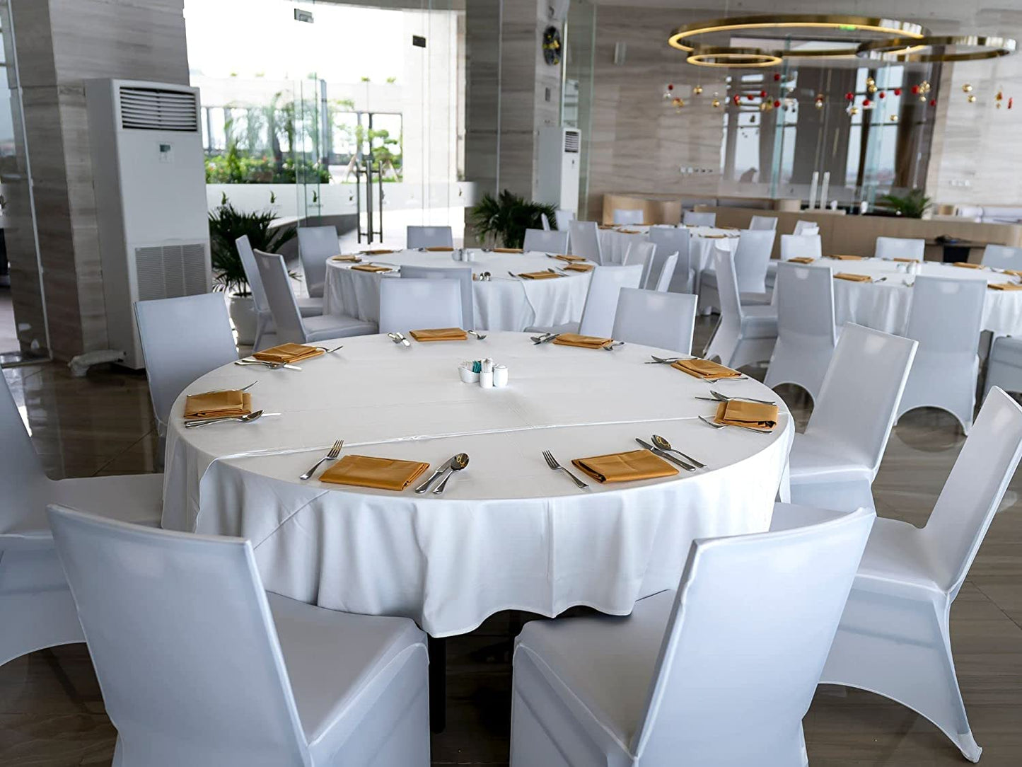 48'' Polyester Round Table Cover (WHITE) - Made in UK