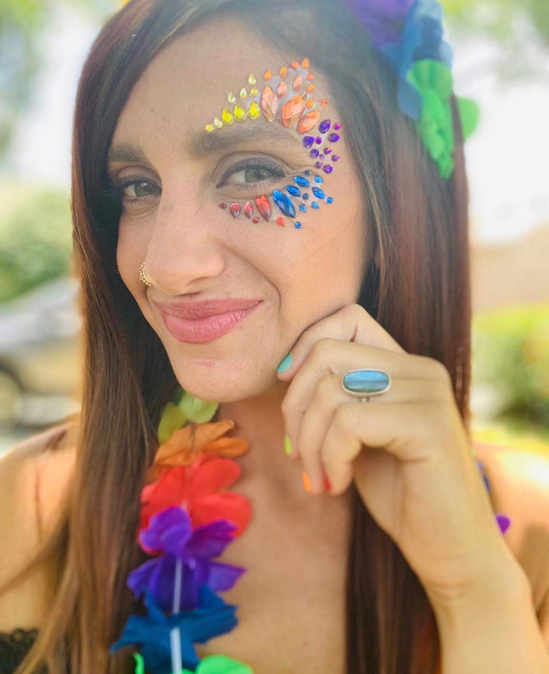 Neva Nude Pride Tribe Rainbow Jewel Face Crystal Sticker - Made in U.S.A.