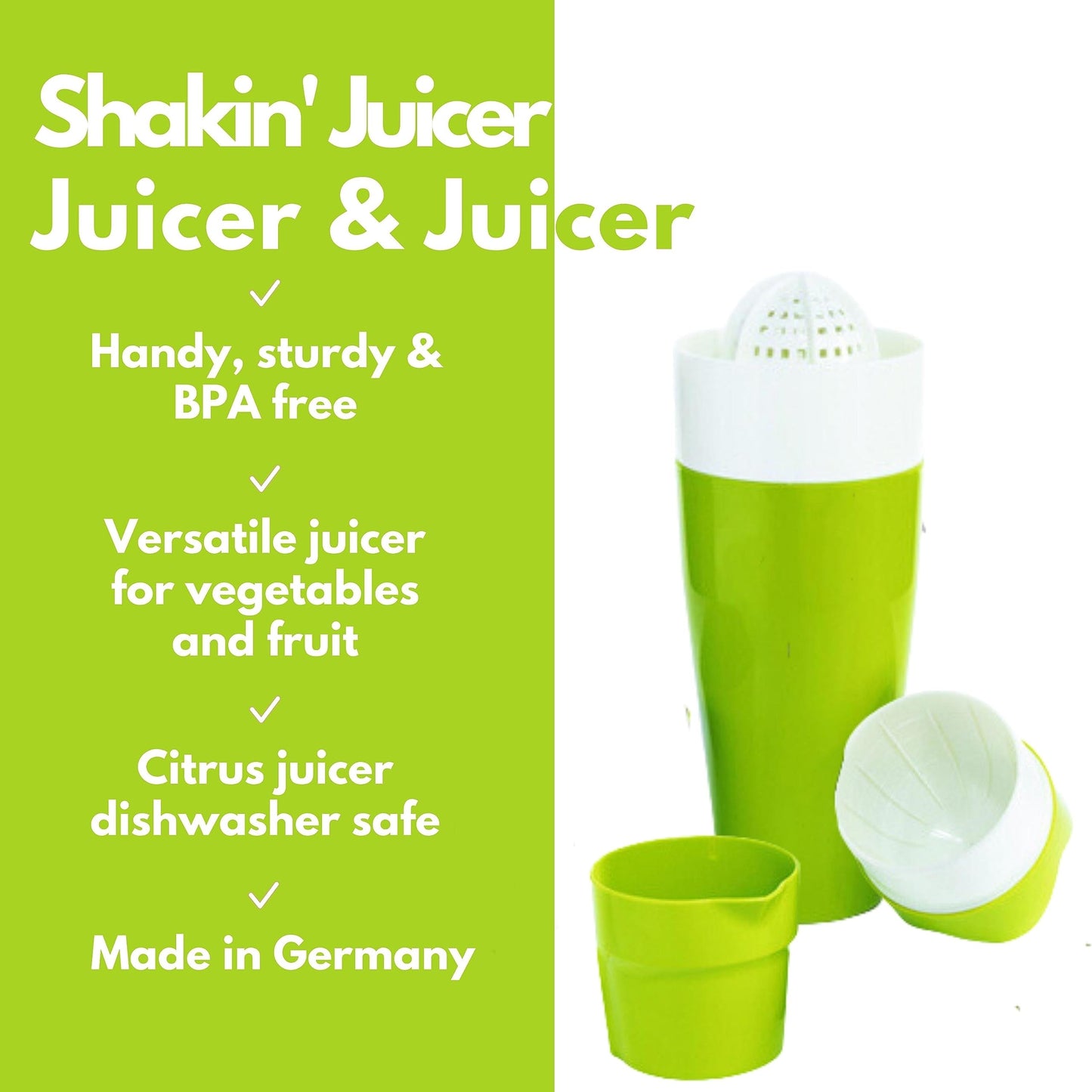 Shakin' Juicer Portable BPA-free Juice Squeezer for Vegetables & Fruit - Made in Germany