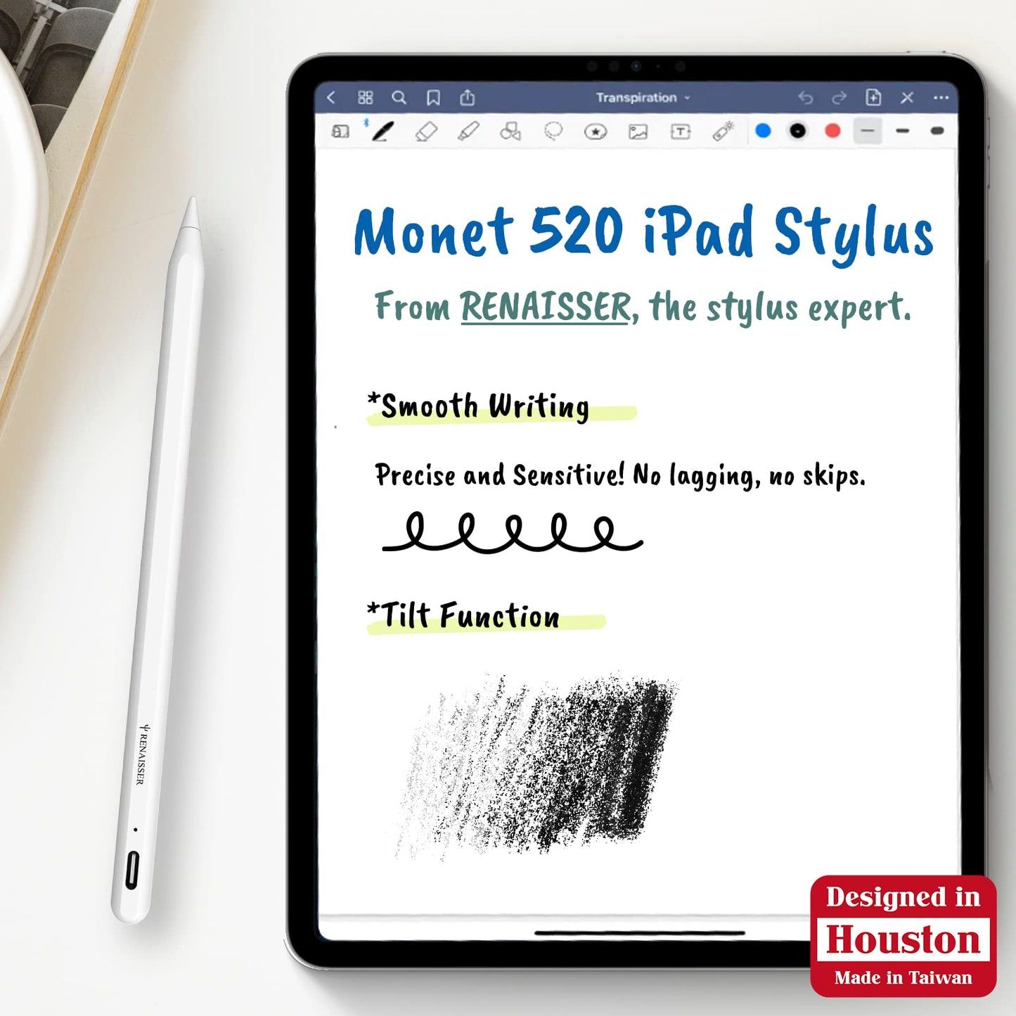 RENAISSER Monet 520 Stylus Pen for iPad - Made in Taiwan