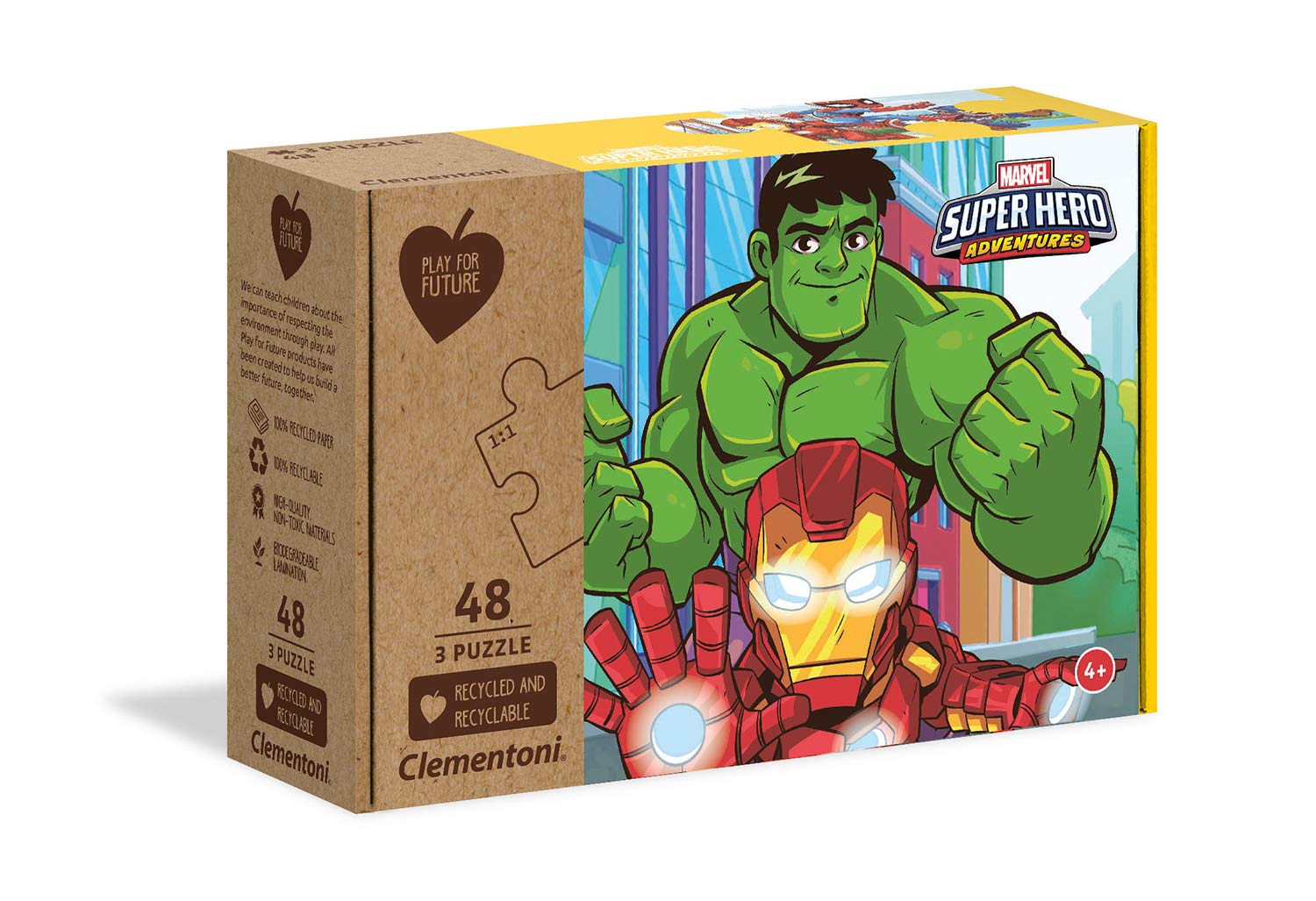 Clementoni Marvel Super Hero Jigsaw Puzzle 3x48 Pieces, 100% Recycled ...