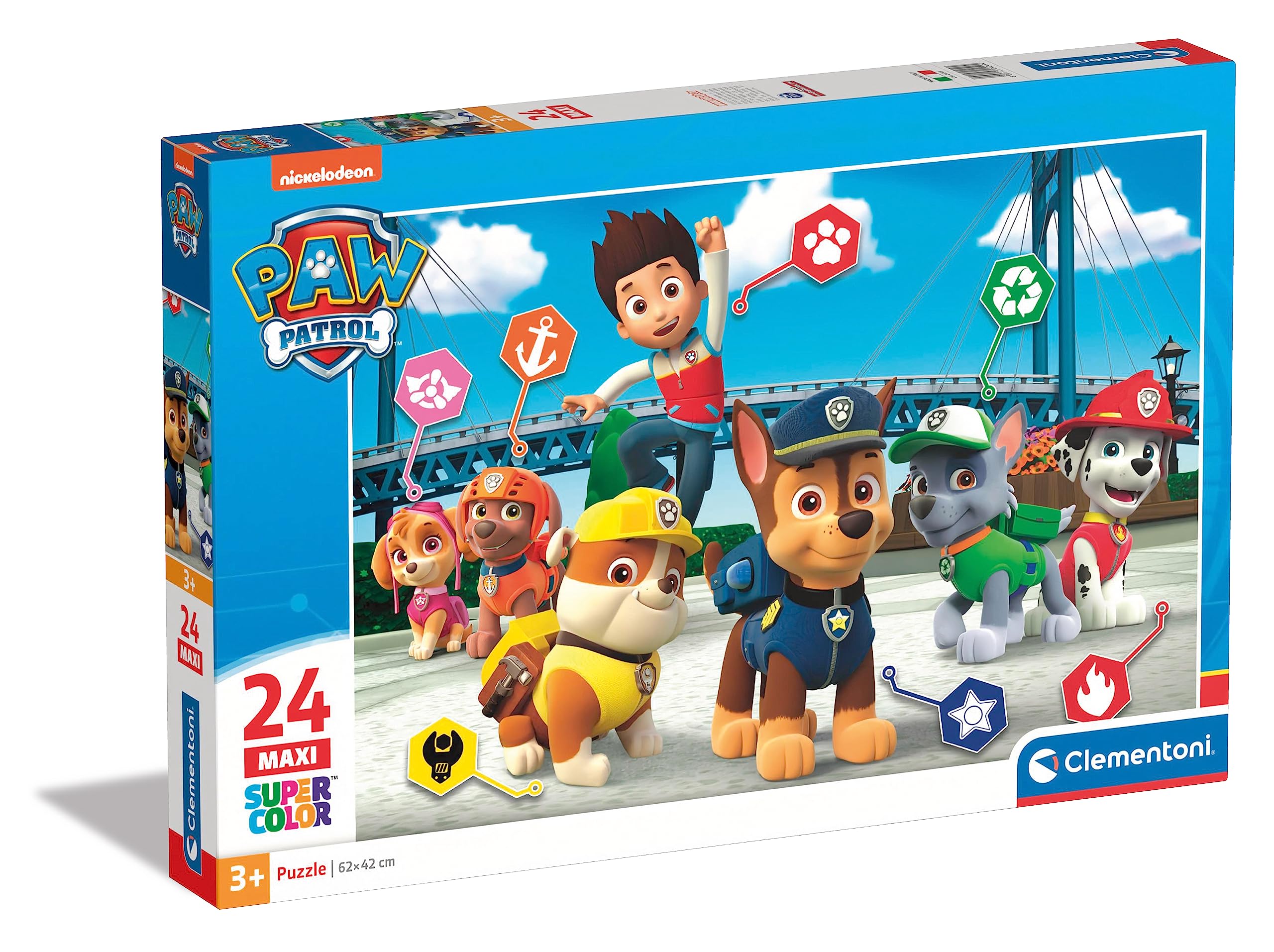 Clementoni Paw Patrol Supercolor Puzzles for Children, 24 Pieces, Ages ...