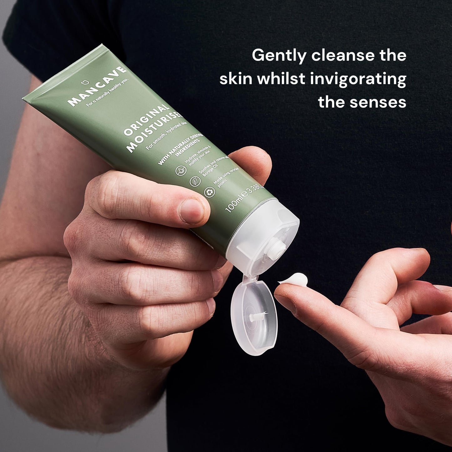 ManCave Durable Men's Vegan Toiletry Kit with Shower Gel, Shampoo, Moisturiser and Face Wash - Made in England