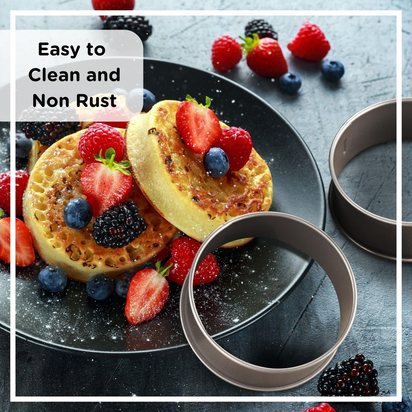 Wrenbury 9cm Large Carbon Steel Cooking Rings (Set of 4) - Made in England