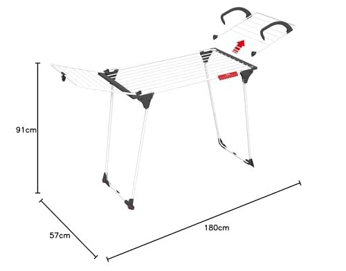 Vileda Premium 8 x 57 x 106 cm 2-in-1 Indoor Airer (White) - Made in Italy