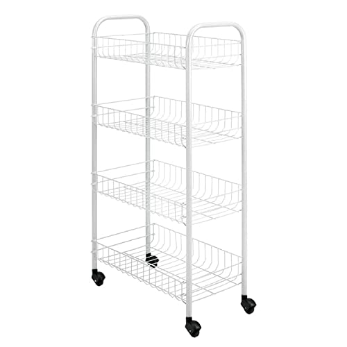 Metaltex Pisa 4-Tier Multipurpose Storage Cart with Wheels 41 x 23 x 84 cm (White) - Made in Italy