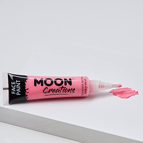 Moon Creations Face & Body Paint Tubes with Brush Applicator | Red | 15ml - Made in UK