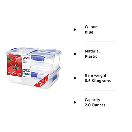 Sistema KLIP IT Food Storage Containers 2L, 1L, 400 ml, 200 ml (6 Count) - Made in New Zealand