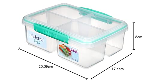 Sistema 1.7 L To Go Quad Split Food Storage Container - Made in New Zealand