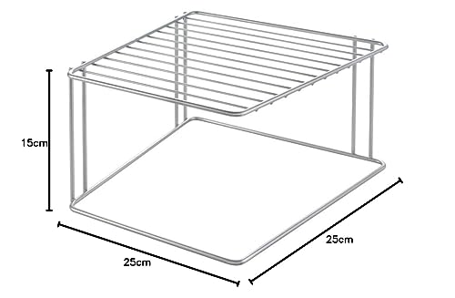 Metaltex Boxe 1-Tier Multipurpose Corner Shelf / Plate Rack 25 x 25 x 15 cm (Silver) - Made in Italy