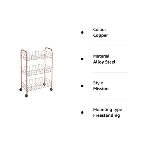 Metaltex 3-Tier  Multipurpose Storage Trolley with Wheels - Made in Italy