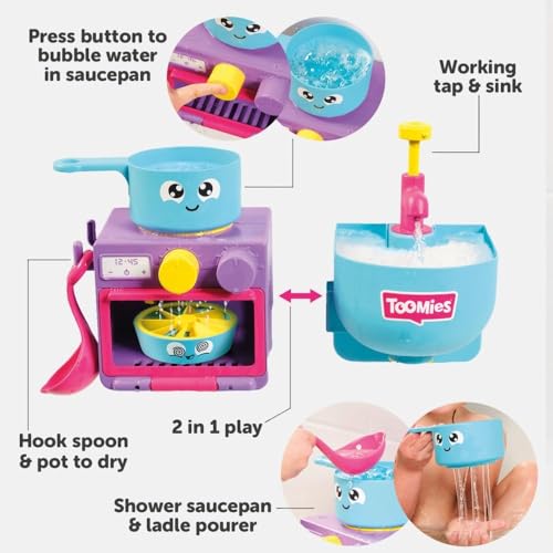 Toomies Bubble & Bake Kitchen Themed Bubble Making Bath Toy, 2 in 1 Set for 18 M+ - Made in Indonesia