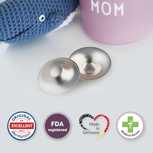 LIVELLA 999 Silver Nipple Shields Protect and Soothe Sore Nipples for Breastfeeding - Made in Germany