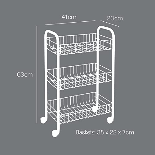 Metaltex 3-Tier  Multipurpose Storage Trolley with Wheels - Made in Italy