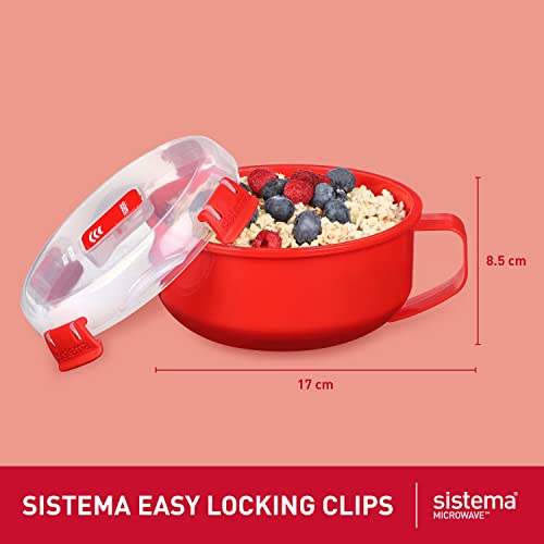 Sistema 850ml Round Microwave Breakfast Bowl with Steam Release Vent - Made in New Zealand