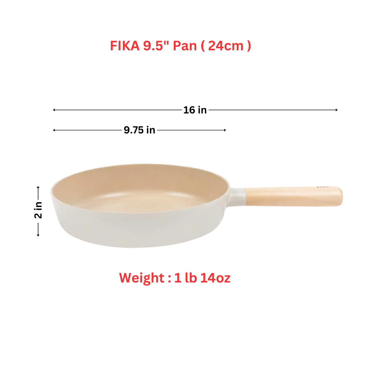 Neoflam 24cm Nonstick Ceramic Coating Frying Pan with Wood Handle - Made in Korea