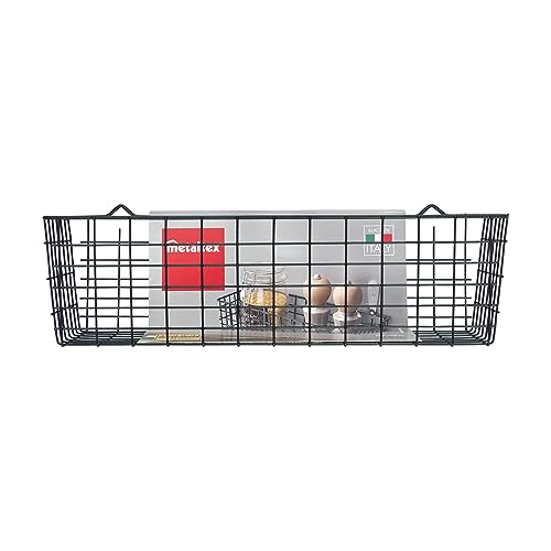 Metaltex Multipurpose Metal Basket 33x12x9 cm (Black) - Made in Italy