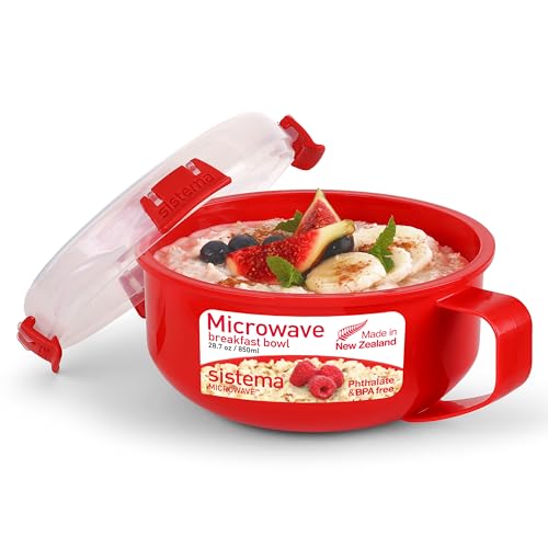 Sistema 850ml Round Microwave Breakfast Bowl with Steam Release Vent - Made in New Zealand