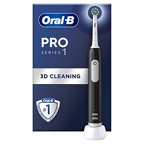 Oral-B Pro 1 Electric Toothbrush With 3D Cleaning, 1 Toothbrush Head, Gum Pressure Control, 2 Pin UK Plug, Black, Electric Toothbrush & Accessories - Made in Germany