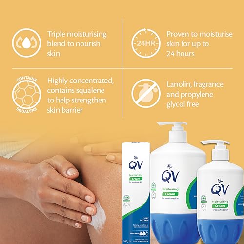 QV Cream with 10% Glycerin Moisturiser for Sensitive, dry or eczema prone skin - Made in Australia