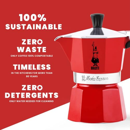 Bialetti iconic stovetop aluminum espresso maker, 3-cup (130 ml) 30 x 20 x 15 cm - Made in Italy