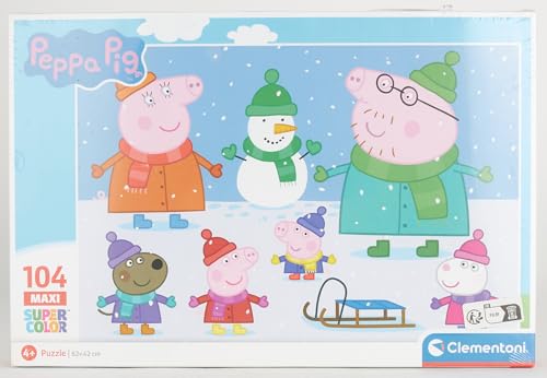 Clementoni Peppa Pig Supercolor Puzzle for Children, 104 Pieces, Ages 4+ - Made in Italy