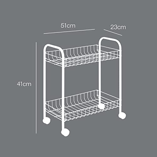 Metaltex Madrid 2-Tier Multipurpose Storage Trolley with Wheels - Made in Italy