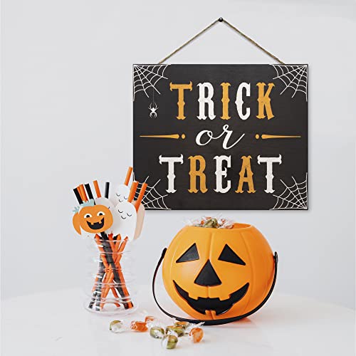 JennyGems Halloween Front Door Trick Or Treat Wood Sign 10x12 - Made in USA