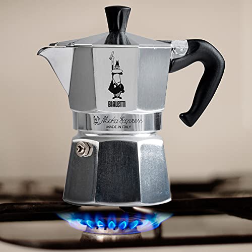 Bialetti Moka Express Caffettiera in Alluminio, 6 Cups 270 mL (Silver) - Made in Italy