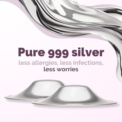 LIVELLA 999 Silver Nipple Shields Protect and Soothe Sore Nipples for Breastfeeding - Made in Germany