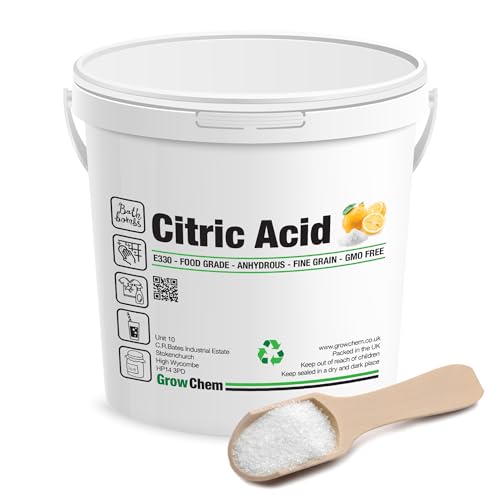 Grow Chem Citric Acid 1KG Bucket for Cleaning, Descaling, Food Preservation - Made in UK