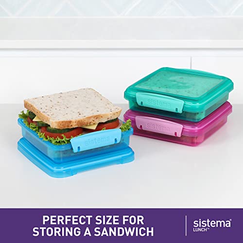 Sistema 450 ml Lunch Sandwich Boxes (3 Count) - Made in New Zealand