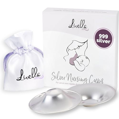 LIVELLA 999 Silver Nipple Shields Protect and Soothe Sore Nipples for Breastfeeding - Made in Germany