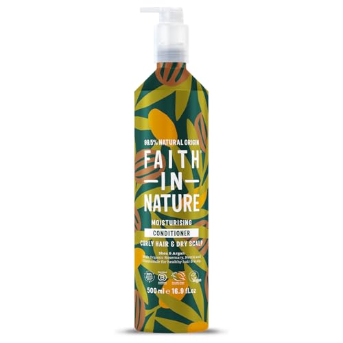 Faith In Nature 500ml Metal Bottle Natural Shea & Argan Conditioner, Moisturising for Curly Hair & Dry Scalp - Made in UK