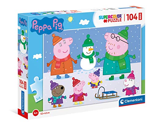 Clementoni Peppa Pig Supercolor Puzzle for Children, 104 Pieces, Ages 4+ - Made in Italy