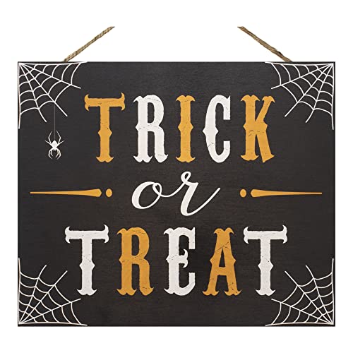 JennyGems Halloween Front Door Trick Or Treat Wood Sign 10x12 - Made in USA