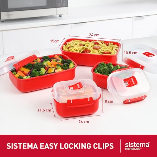 Sistema 1.25L & 525ml Heat and Eat Microwave Set (4 Count) - Made in New Zealand