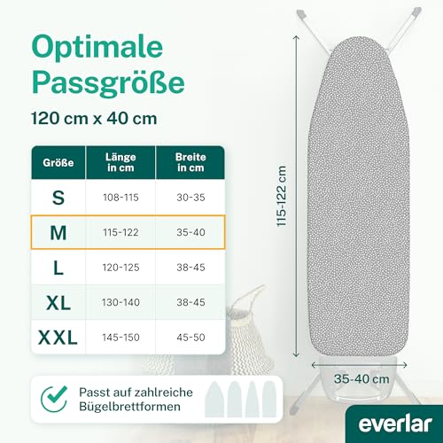 everlar® Premium Ironing Board Cover 120 x 40 cm - Made in Germany