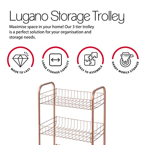 Metaltex 3-Tier  Multipurpose Storage Trolley with Wheels - Made in Italy