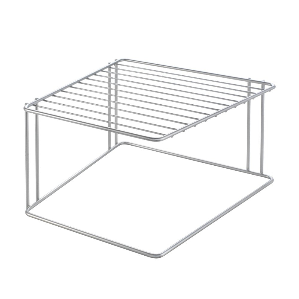 Metaltex Boxe 1-Tier Multipurpose Corner Shelf / Plate Rack 25 x 25 x 15 cm (Silver) - Made in Italy