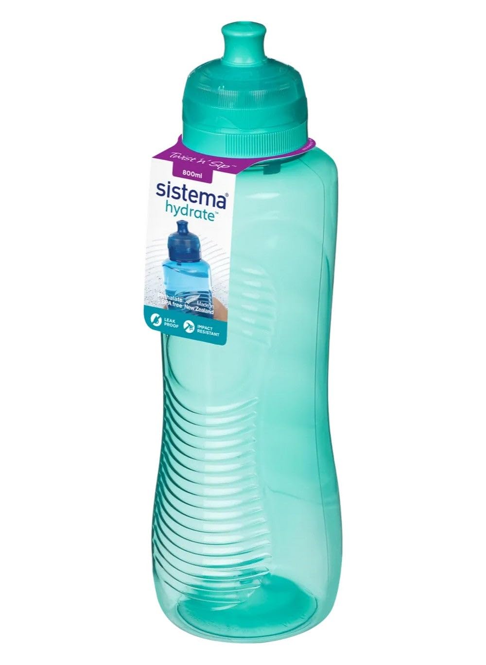 Sistema 800 ml Twist 'n' Sip Squeeze Sports Water Bottle - Made in New Zealand