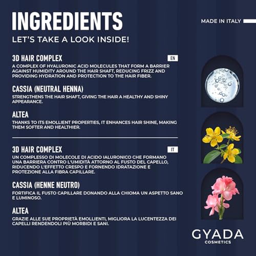 GYADA COSMETICS Professional Treatment with Thermal Effect Helmet for Dry Hair and Defibrates 60ml - Made in Italy