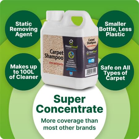 HouseProud Super Concentrated 4in1 Carpet Shampoo 1L - Biodegradable Formula Cleans - Made in UK