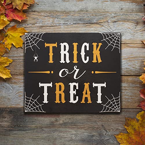 JennyGems Halloween Front Door Trick Or Treat Wood Sign 10x12 - Made in USA