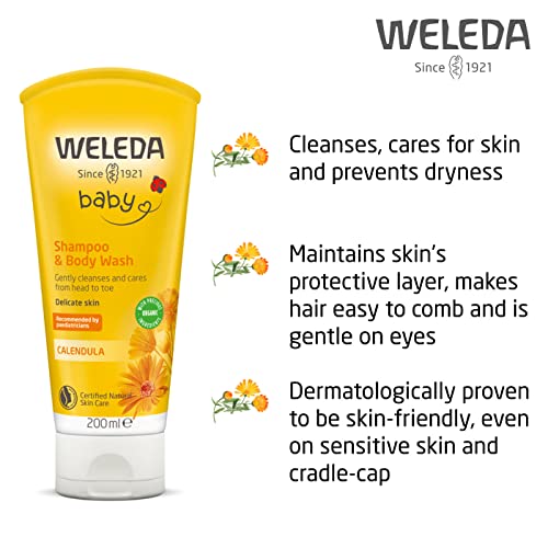 Weleda Baby Shampoo & Body Wash w. Calendula 200ml - Made in Switzerland