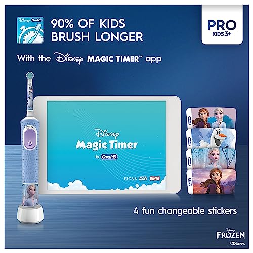 Oral-B Pro Kids Electric Toothbrush, 1 Toothbrush Head, x4 Frozen Stickers, 1 Travel Case - Made in Hungary