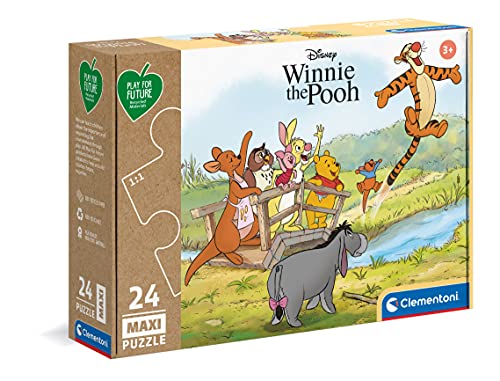 Clementoni Winnie The Pooh 24 Maxi Pieces Jigsaw Puzzle, 100% Recycled Materials - Made In Italy