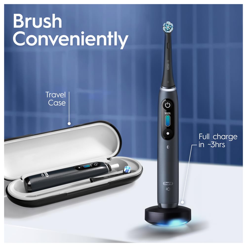 Oral-B iO8 Electric Toothbrush, 1 Ultimate Clean Toothbrush Head & Magnetic Pouch, 6 Modes - Made in Germany