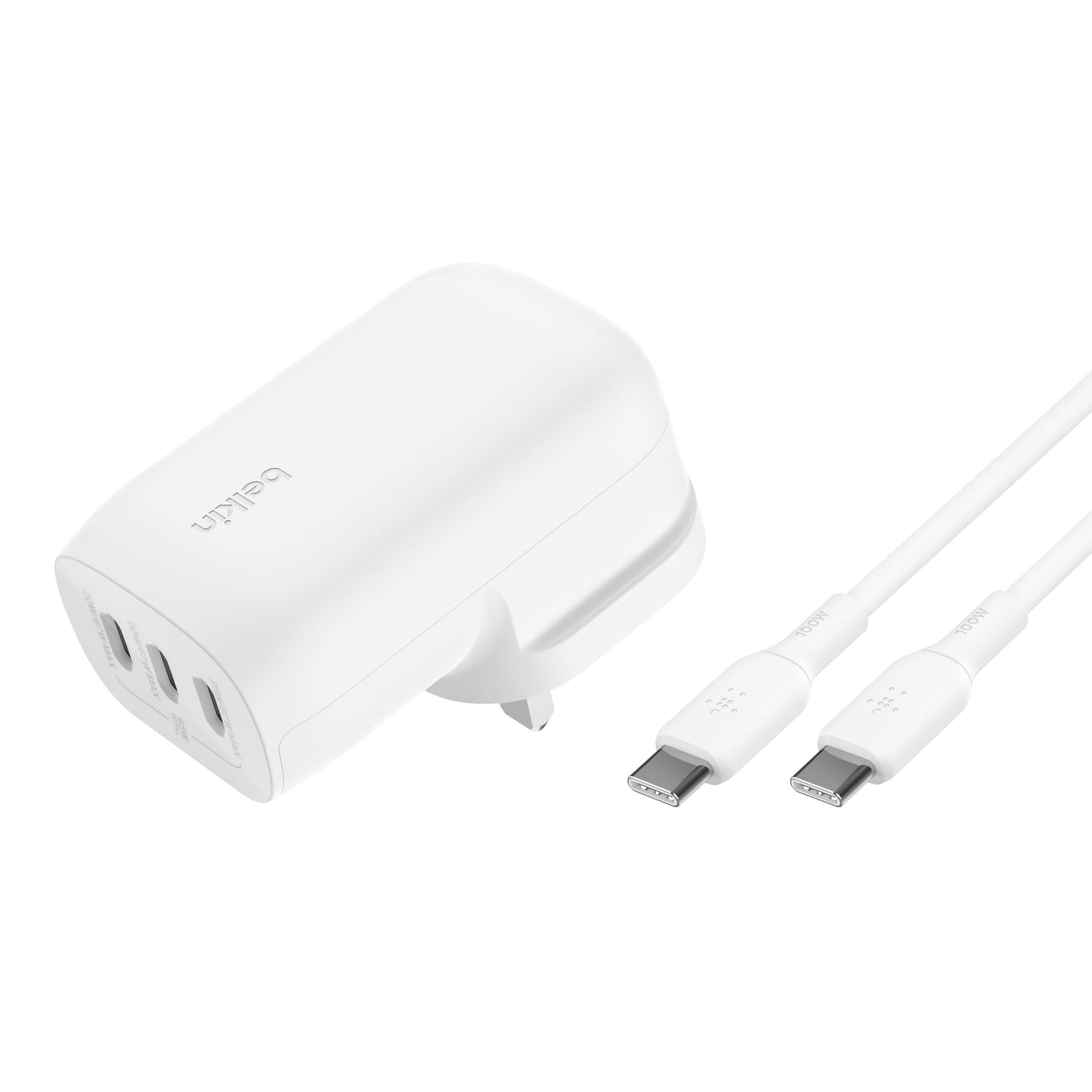 Belkin BoostCharge 3-Port USB-C Wall Charger with PPS 67W, USB-C PD 3.1, USB-C to USB-C cable included - Made in Vietnam