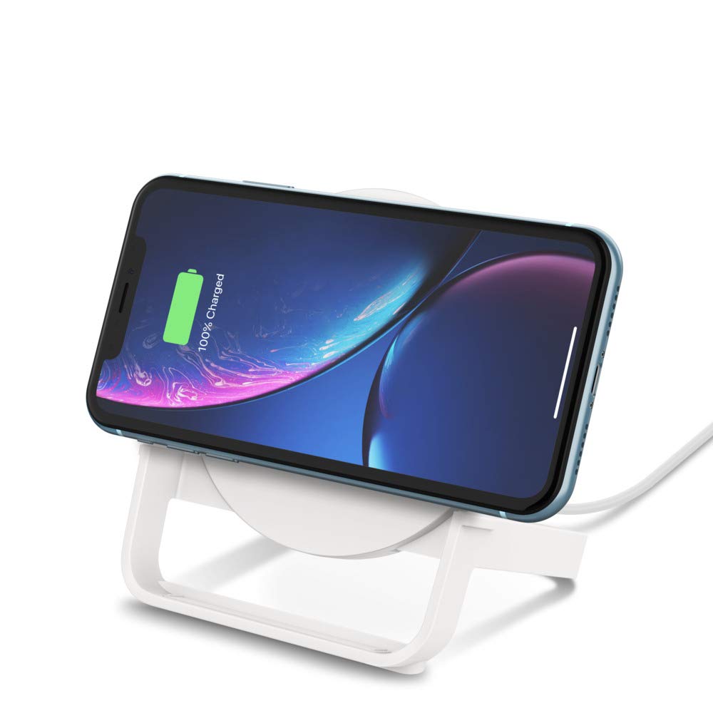 Belkin BoostCharge Wireless Charging Stand 10W for iPhone, Samsung, Google & more (White) - Made in Vietnam